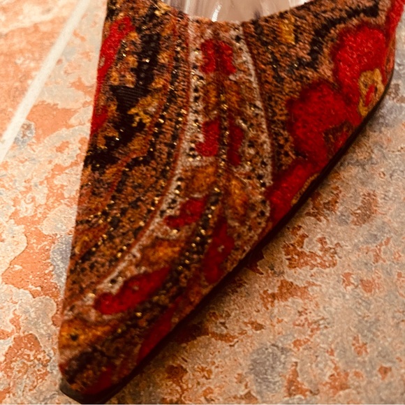 👠Incredible Vintage Stiletto Velvet Paisley & Rhinestone D’Orsay Style Heels! - Picture 9 of 16
